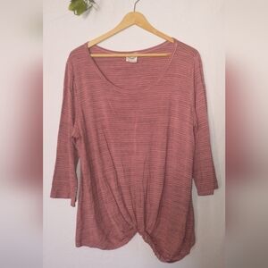 Anthropologie Late August Soft Cozy Mauve Striped Long Sleeve Top XL